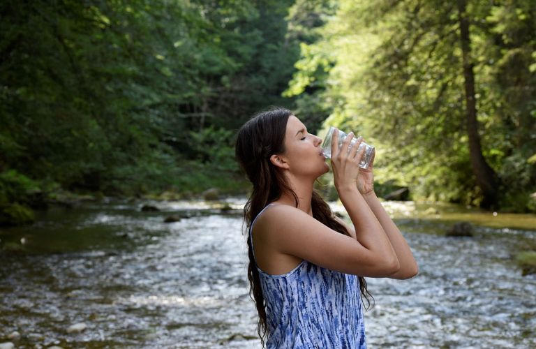 A Lady Drinking Water