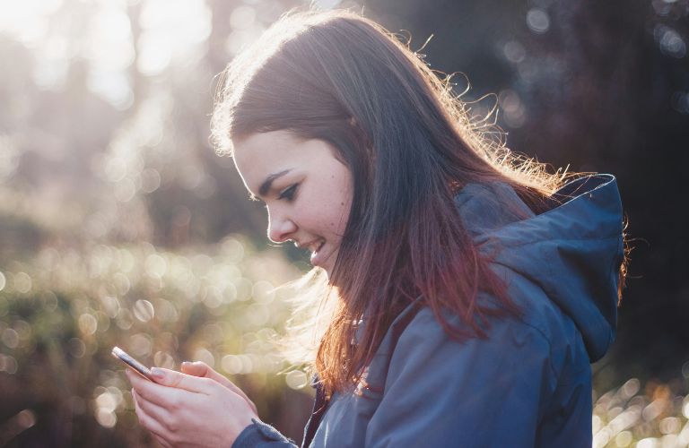 A girl on a phone