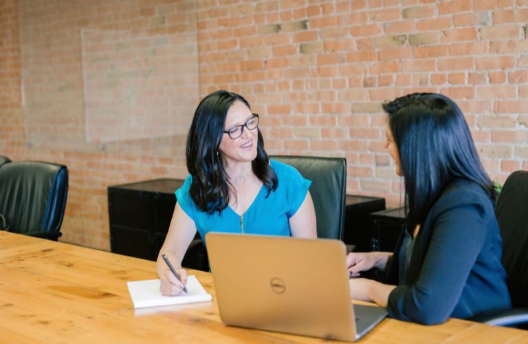 a lady negotiating with her boss